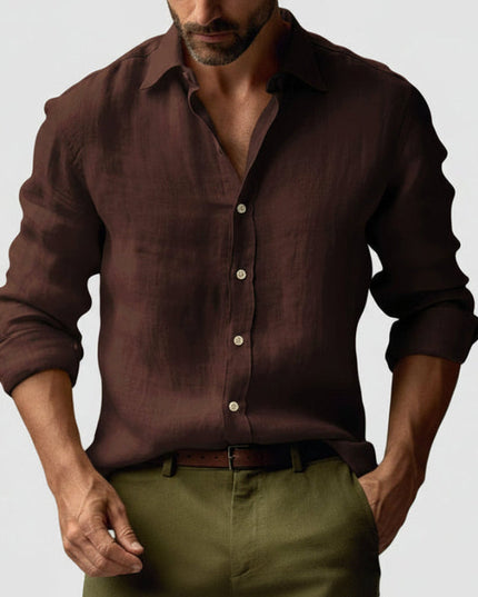 Men’s Linen Vintage Button-Up Shirt – Lightweight Smart-Casual Essential