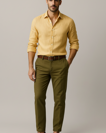 Men’s Linen Vintage Button-Up Shirt – Lightweight Smart-Casual Essential