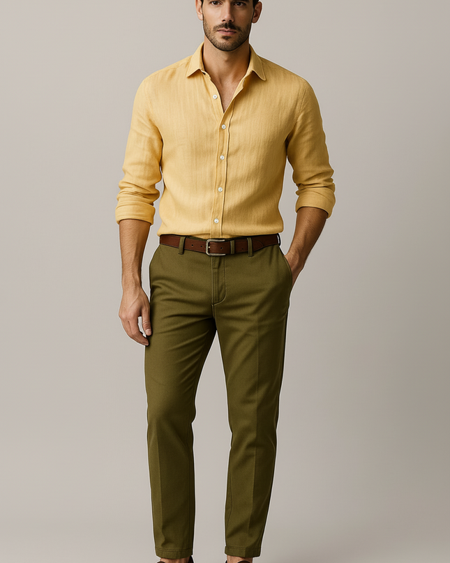 Men’s Linen Vintage Button-Up Shirt – Lightweight Smart-Casual Essential