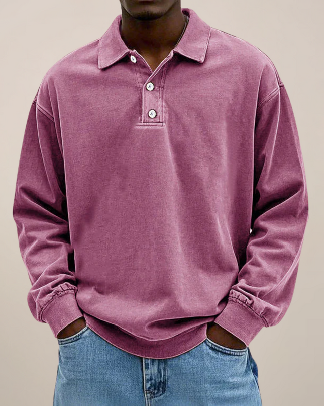 Men’s Long Sleeve Polo Shirt – Relaxed Smart Casual Essential