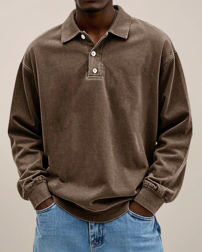 Men’s Long Sleeve Polo Shirt – Relaxed Smart Casual Essential