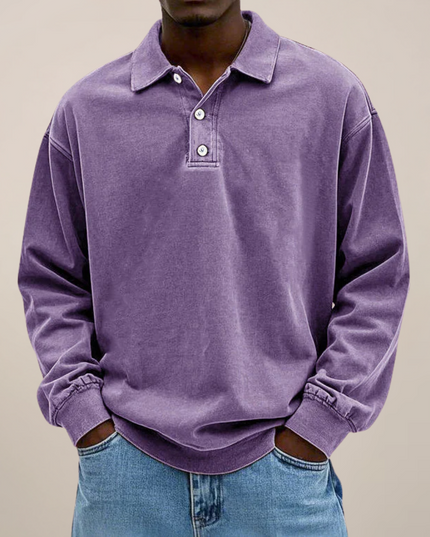 Men’s Long Sleeve Polo Shirt – Relaxed Smart Casual Essential