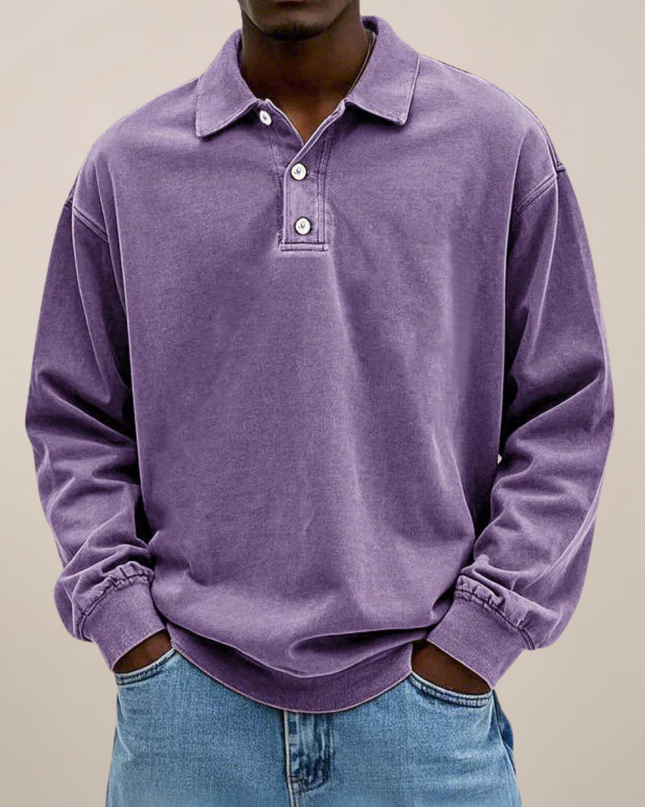 Men’s Long Sleeve Polo Shirt – Relaxed Smart Casual Essential