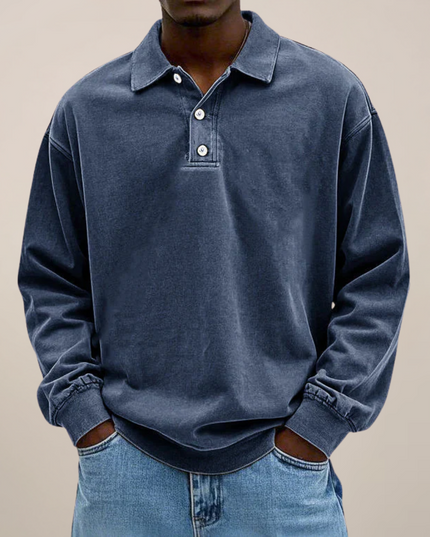 Men’s Long Sleeve Polo Shirt – Relaxed Smart Casual Essential