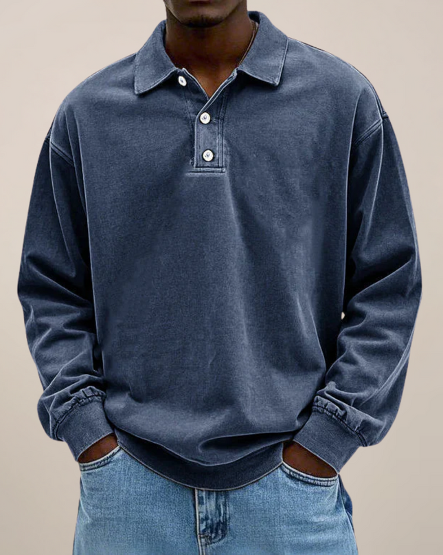 Men’s Long Sleeve Polo Shirt – Relaxed Smart Casual Essential