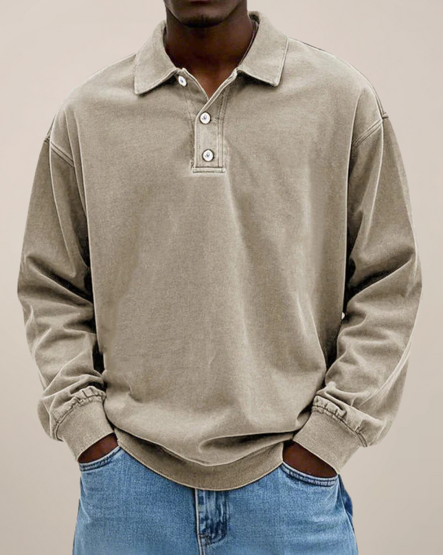 Men’s Long Sleeve Polo Shirt – Relaxed Smart Casual Essential