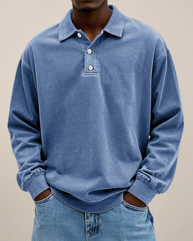 Men’s Long Sleeve Polo Shirt – Relaxed Smart Casual Essential