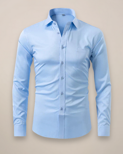 Men’s Long-Sleeved Shirt – Classic Structured Fit with Wrinkle-Free Finish