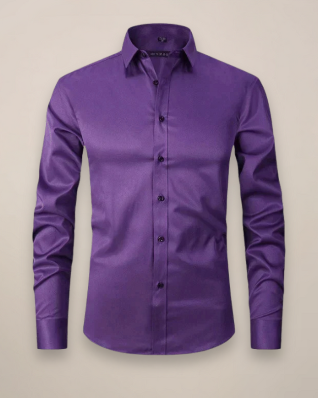 Men’s Long-Sleeved Shirt – Classic Structured Fit with Wrinkle-Free Finish
