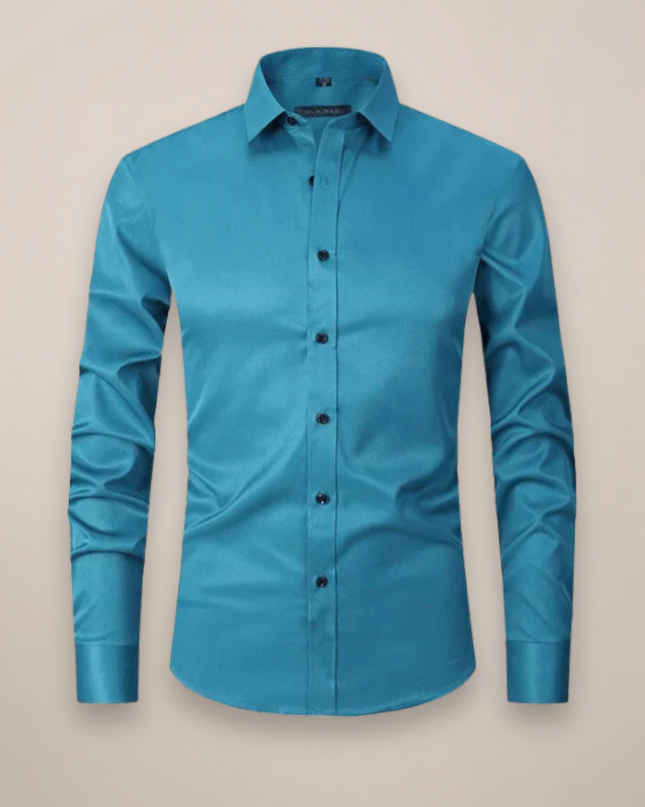 Men’s Long-Sleeved Shirt – Classic Structured Fit with Wrinkle-Free Finish