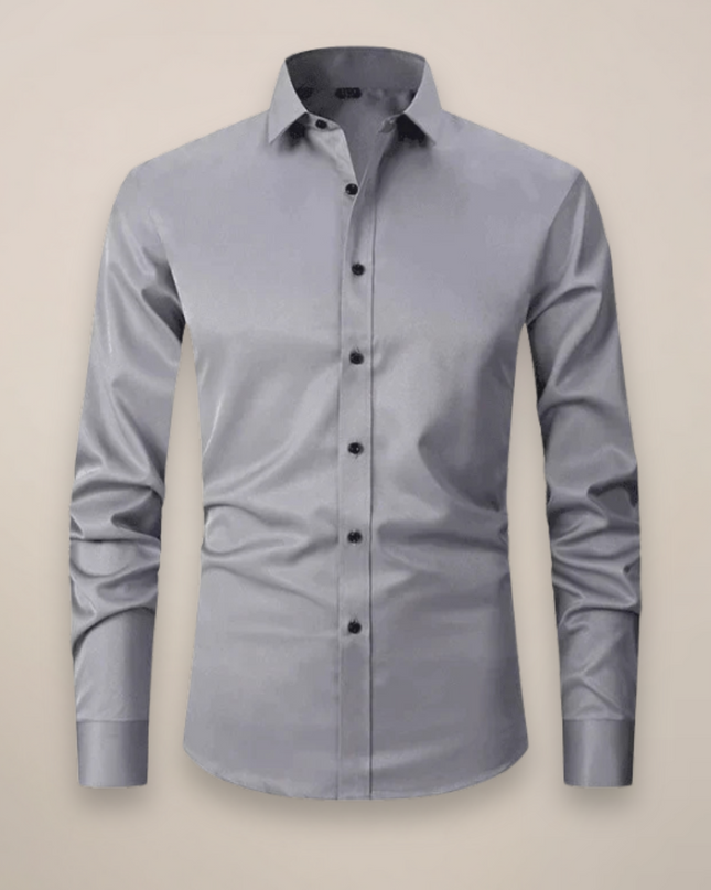 Men’s Long-Sleeved Shirt – Classic Structured Fit with Wrinkle-Free Finish