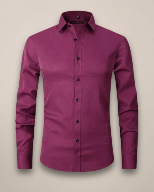 Men’s Long-Sleeved Shirt – Classic Structured Fit with Wrinkle-Free Finish