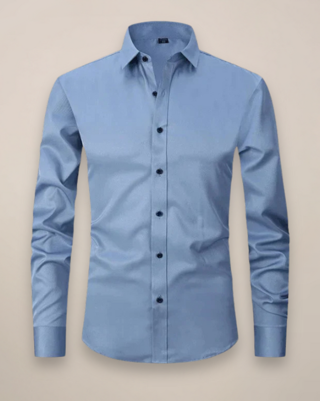 Men’s Long-Sleeved Shirt – Classic Structured Fit with Wrinkle-Free Finish