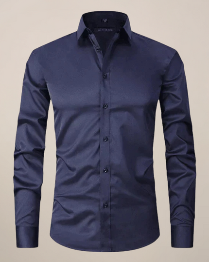 Men’s Long-Sleeved Shirt – Classic Structured Fit with Wrinkle-Free Finish