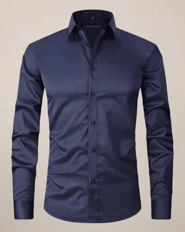 Men’s Long-Sleeved Shirt – Classic Structured Fit with Wrinkle-Free Finish