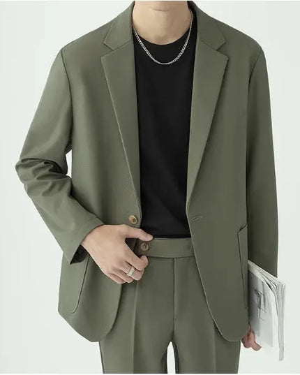 Men’s Modern Minimalist Suit Set – Tailored Fit – Streamlined Design – Formal Two-Piece