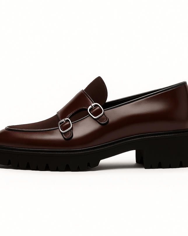 Men’s Monk Strap Loafers – Modern Dress Shoes with Dual Buckle