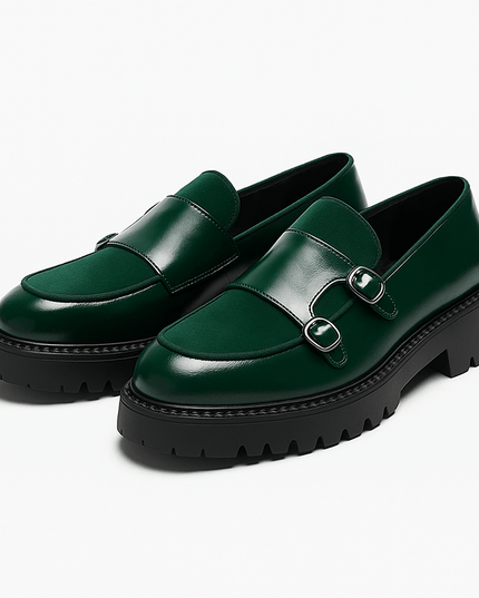 Men’s Monk Strap Loafers – Modern Dress Shoes with Dual Buckle