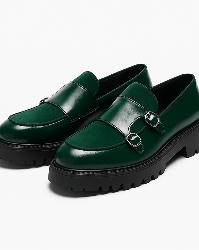 Men’s Monk Strap Loafers – Modern Dress Shoes with Dual Buckle