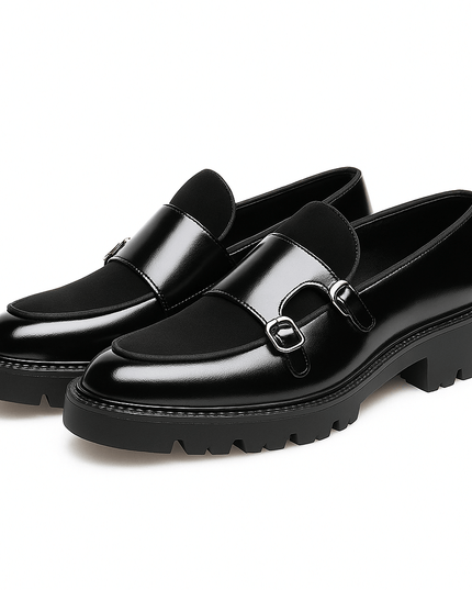Men’s Monk Strap Loafers – Modern Dress Shoes with Dual Buckle