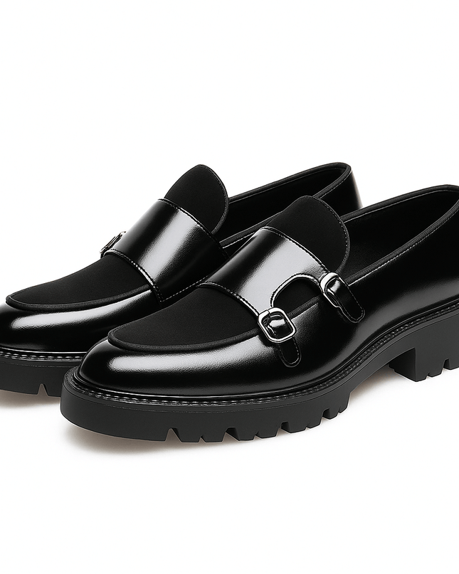 Men’s Monk Strap Loafers – Modern Dress Shoes with Dual Buckle
