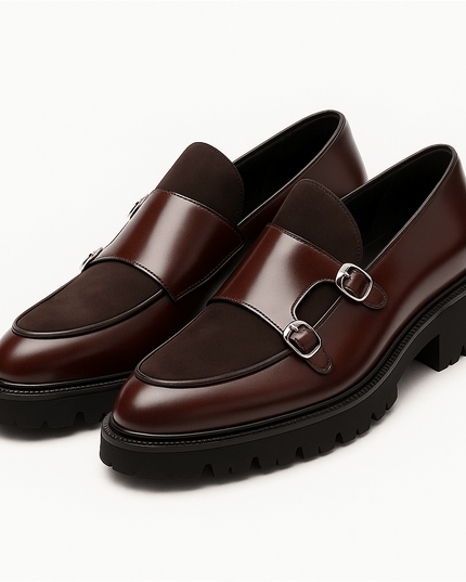 Men’s Monk Strap Loafers – Modern Dress Shoes with Dual Buckle