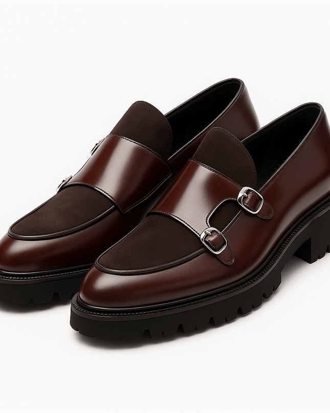 Men’s Monk Strap Loafers – Modern Dress Shoes with Dual Buckle