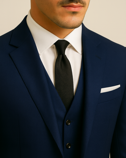 Men’s Navy Three-Piece Suit – Tailored Formal Suit
