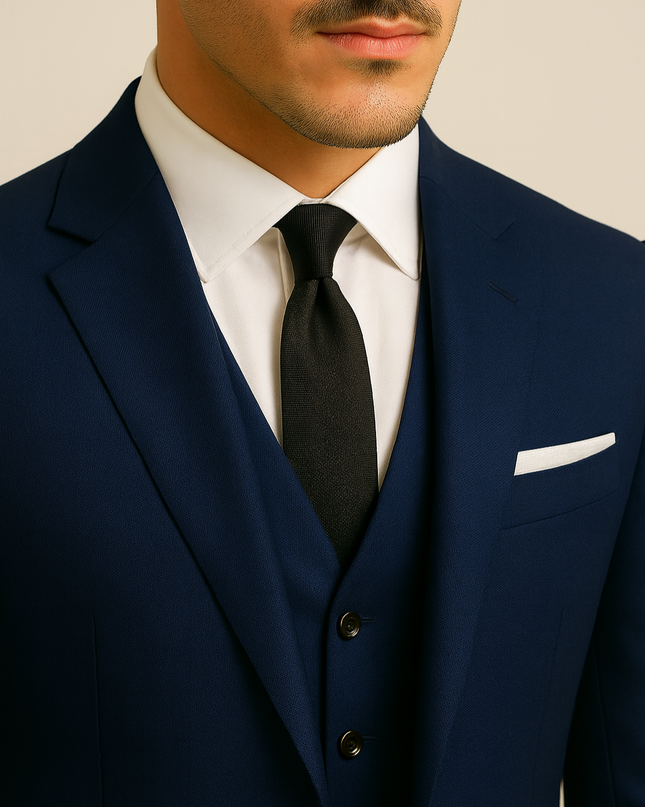 Men’s Navy Three-Piece Suit – Tailored Formal Suit