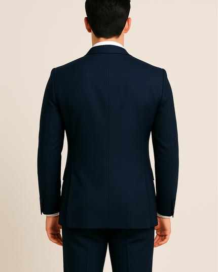 Men’s Navy Three-Piece Suit – Tailored Formal Suit