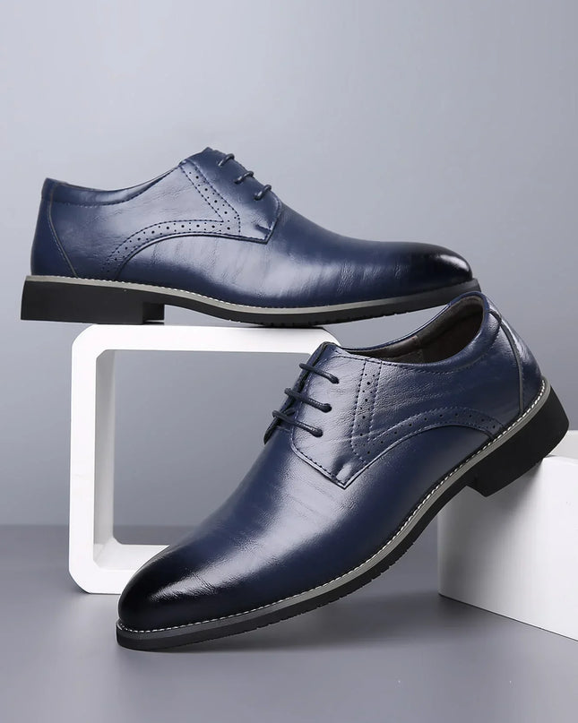 Men’s Oxford Dress Shoes – Brogue Detail – Closed Lace – Formal Fit