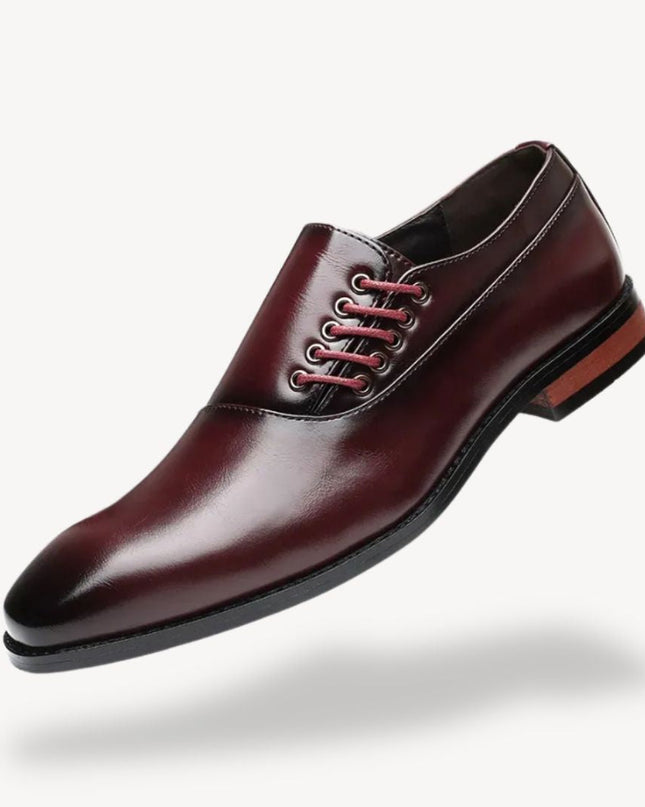 Men’s Oxford Dress Shoes – Pointed Toe Side Lace-Up Formal Design