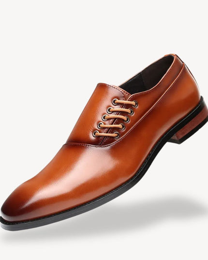 Men’s Oxford Dress Shoes – Pointed Toe Side Lace-Up Formal Design