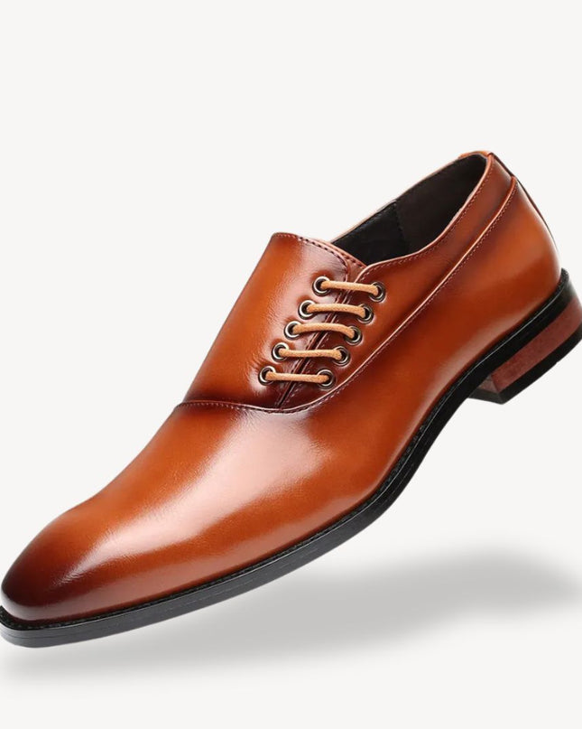 Men’s Oxford Dress Shoes – Pointed Toe Side Lace-Up Formal Design