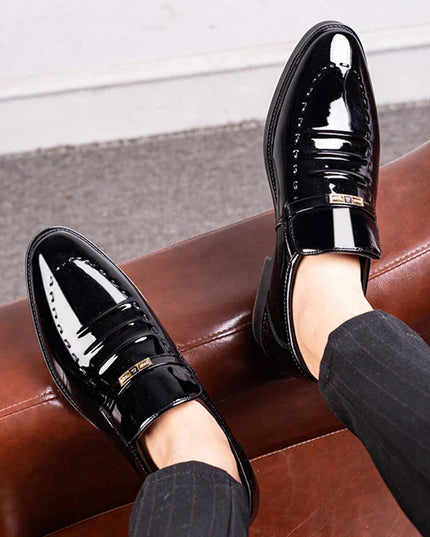Men’s Patent Leather Loafers – Slip-On Formal Shoes – Elegant & Polished Finish