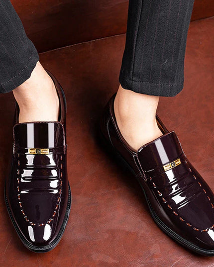 Men’s Patent Leather Loafers – Slip-On Formal Shoes – Elegant & Polished Finish