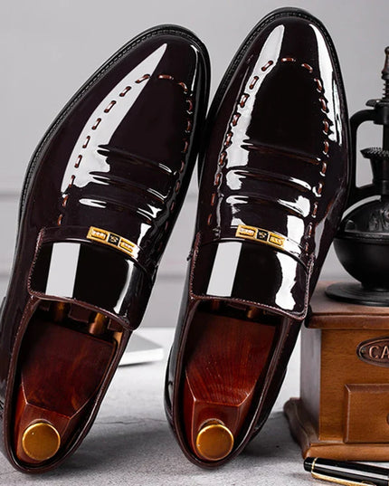 Men’s Patent Leather Loafers – Slip-On Formal Shoes – Elegant & Polished Finish