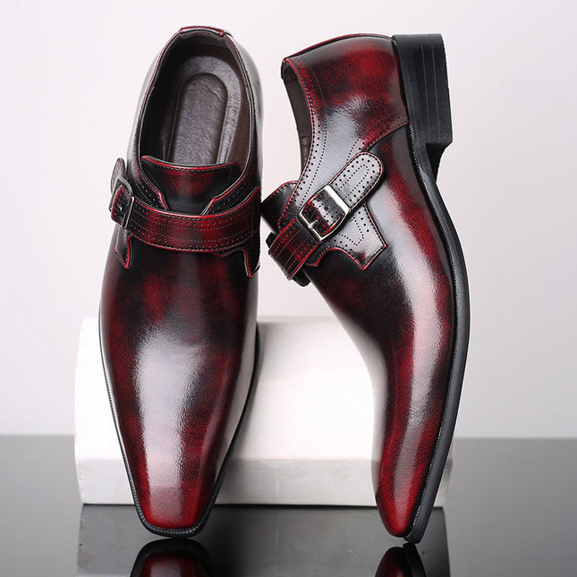 Men’s Patent Monk Strap Shoes – Polished Finish – Single Buckle