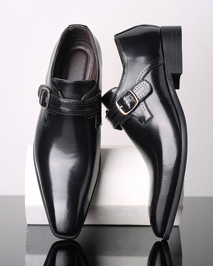 Men’s Patent Monk Strap Shoes – Polished Finish – Single Buckle