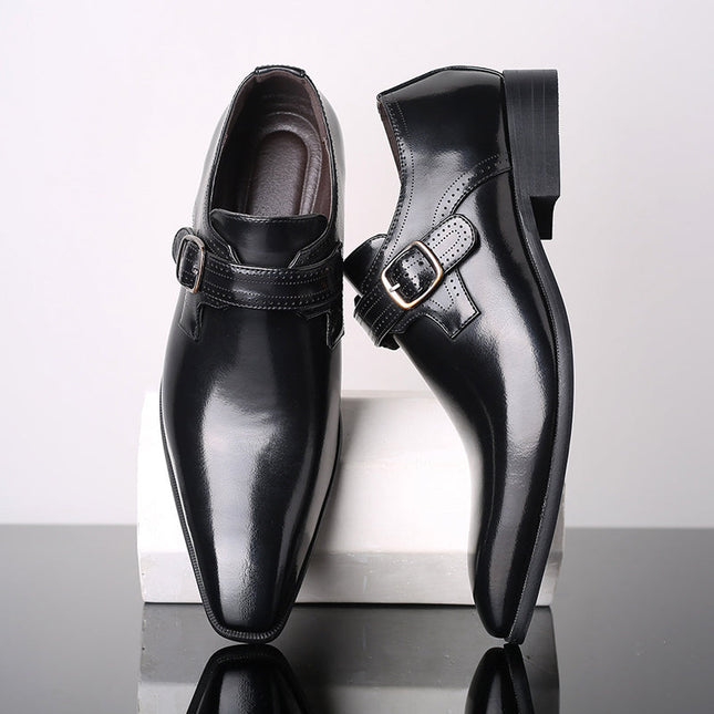 Men’s Patent Monk Strap Shoes – Polished Finish – Single Buckle