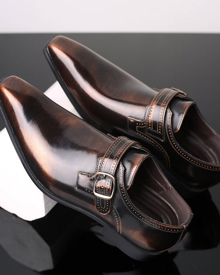 Men’s Patent Monk Strap Shoes – Polished Finish – Single Buckle