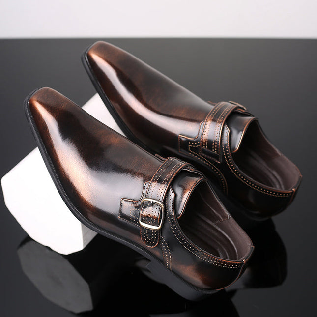 Men’s Patent Monk Strap Shoes – Polished Finish – Single Buckle