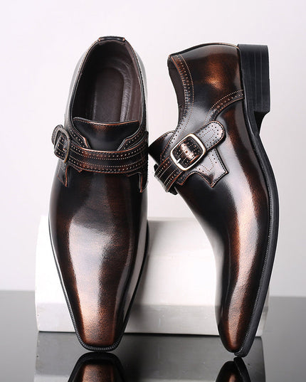 Men’s Patent Monk Strap Shoes – Polished Finish – Single Buckle