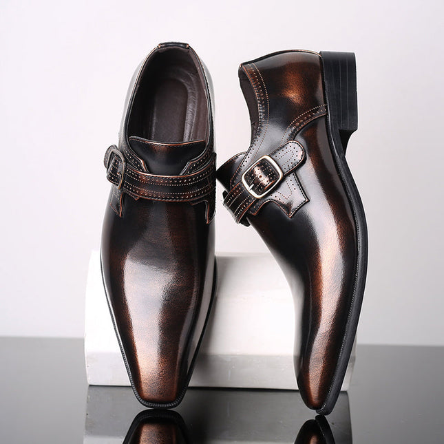 Men’s Patent Monk Strap Shoes – Polished Finish – Single Buckle