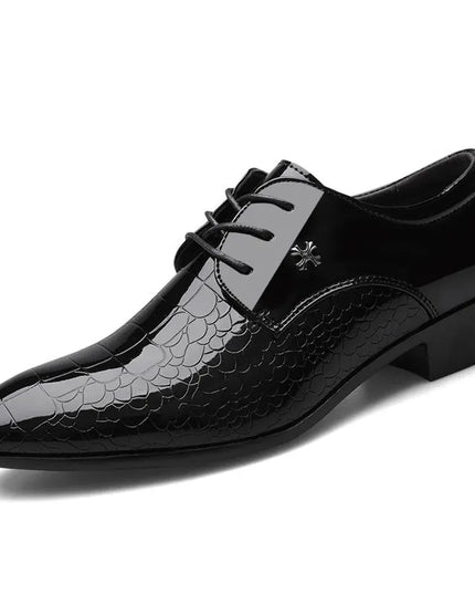 Men’s Patent Oxford Dress Shoes – Lace-Up Formal Footwear with Textured Finish