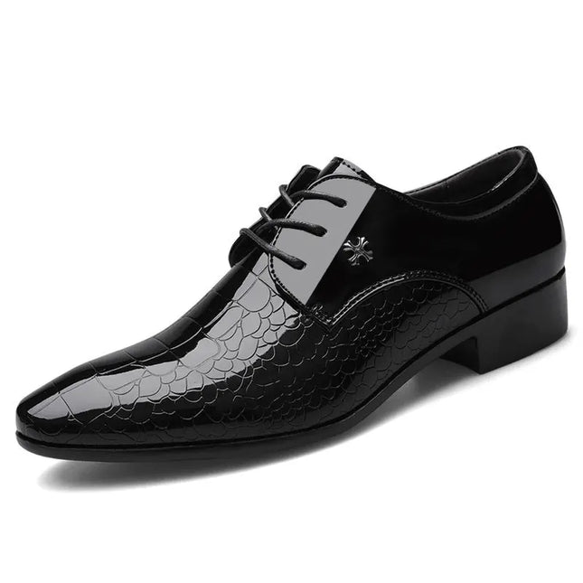 Men’s Patent Oxford Dress Shoes – Lace-Up Formal Footwear with Textured Finish