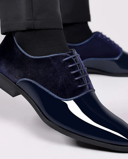 Men’s Patent Oxford Shoes – Velvet And Shiny Contrast Design