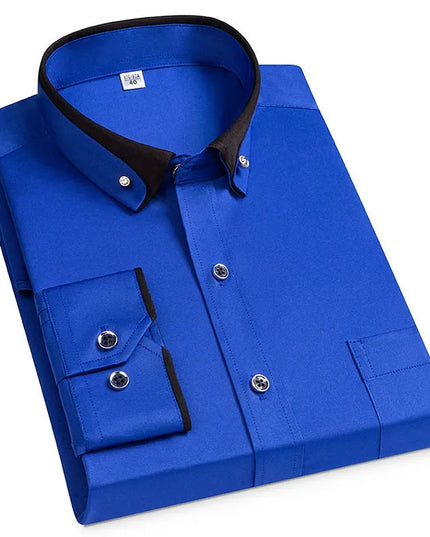 Men’s Plain Shirt with Contrasting Two-Tone Collar – Smart Casual