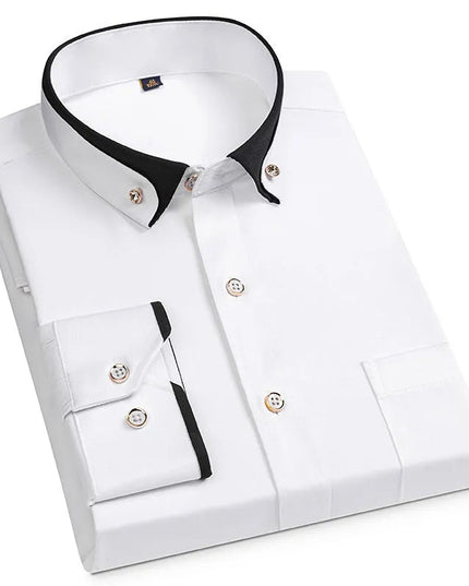 Men’s Plain Shirt with Contrasting Two-Tone Collar – Smart Casual