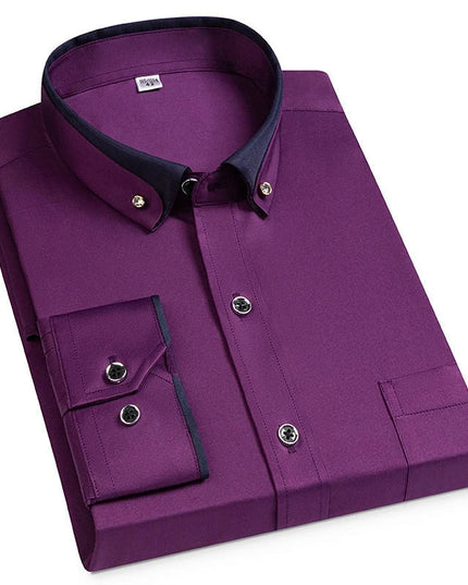 Men’s Plain Shirt with Contrasting Two-Tone Collar – Smart Casual